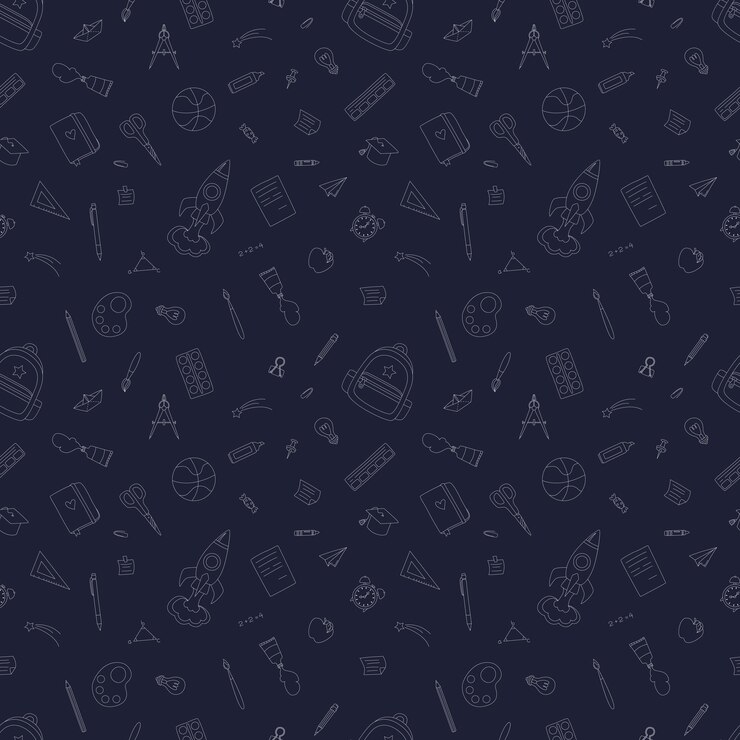 Ilustração vetorial de estilo doodle de fundo sem costura da escola em um fundo escuro Papel de embrulho