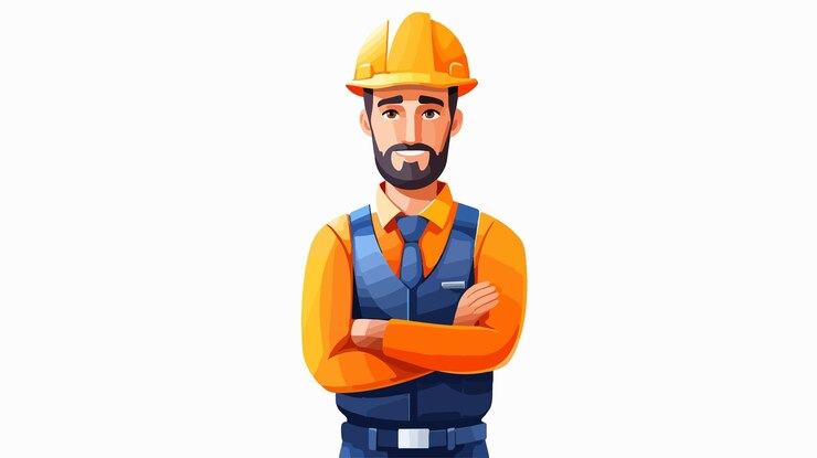 Vetor ilustração vetorial de estilo moderno de engenheiro em terno de negócios