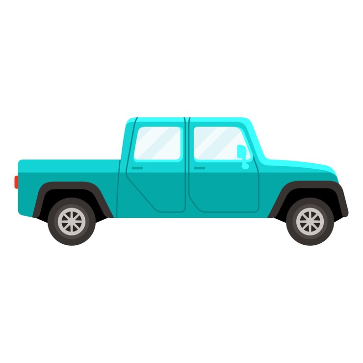 Vetor ilustração vetorial de estilo plano de cor azul de caminhonete