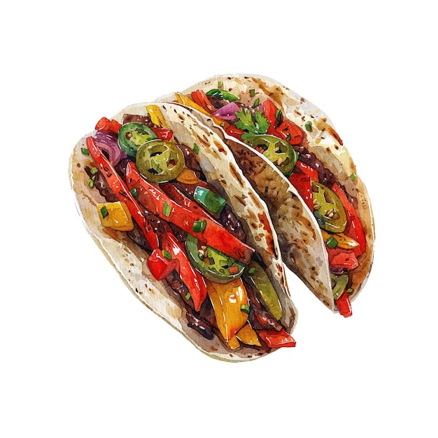 Ilustração vetorial de fajitas em estilo aquarela