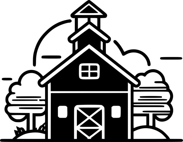 Vetor ilustração vetorial de farmhouse minimalista e logotipo plano