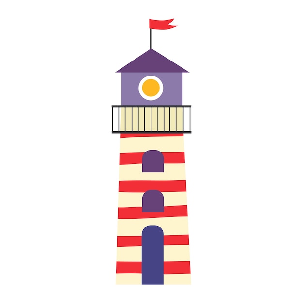 Ilustração vetorial de farol em design plano bonito