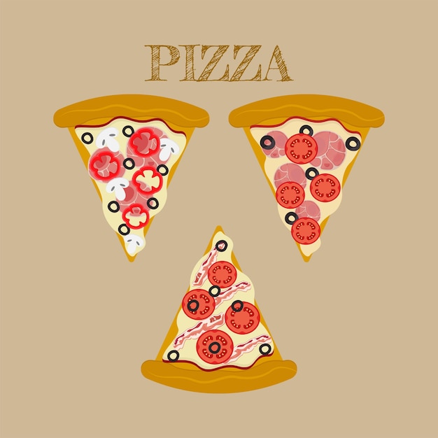 Vetor ilustração vetorial de fatia de pizza fast food