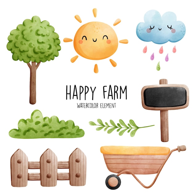 Vetor ilustração vetorial de fazenda feliz
