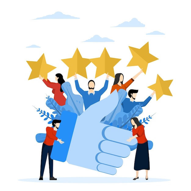 ilustração vetorial de feedback do cliente ou benchmarks de satisfação do cliente com cinco estrelas
