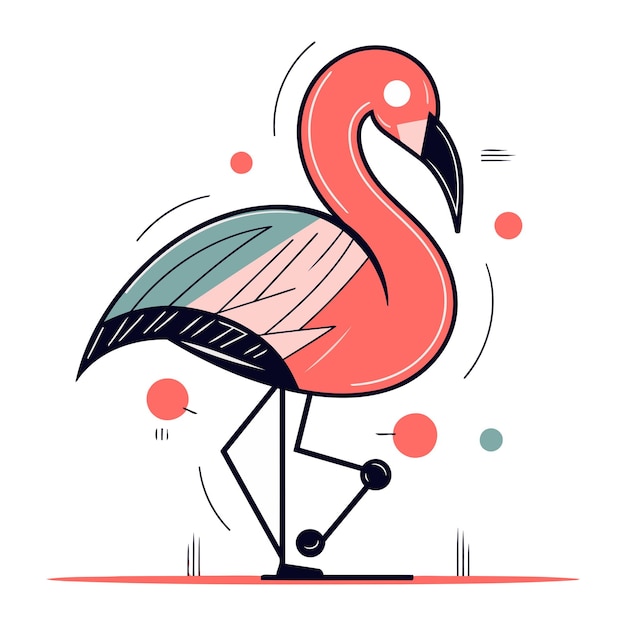 Vetor ilustração vetorial de flamingos pássaro exótico em estilo plano