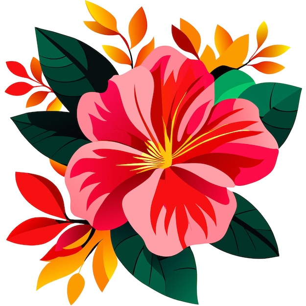 Vetor ilustração vetorial de flor de hibisco ou hibiscus rosa