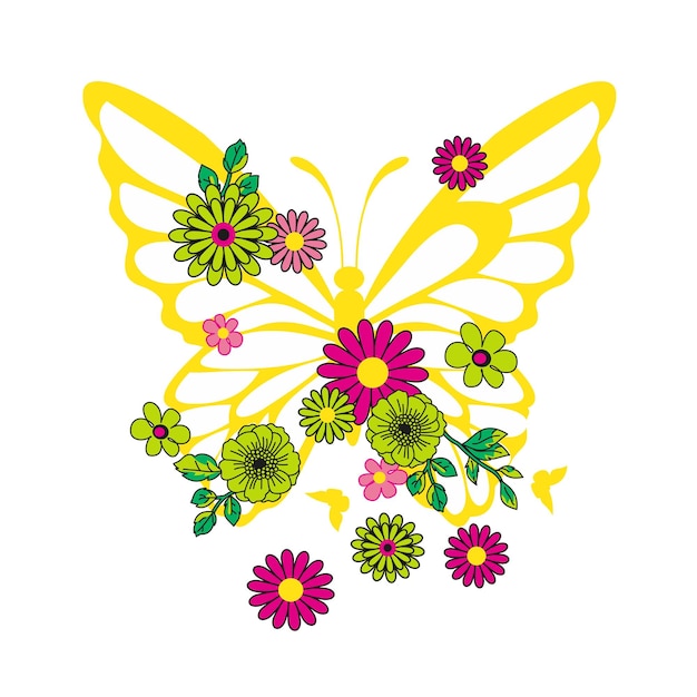 Ilustração vetorial de flores de borboleta