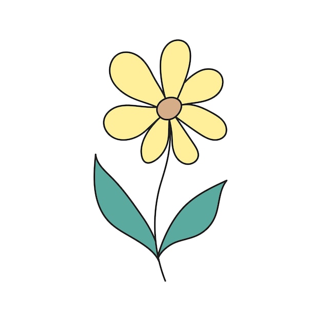 Vetor ilustração vetorial de flores em estilo doodle isolada em fundo branco