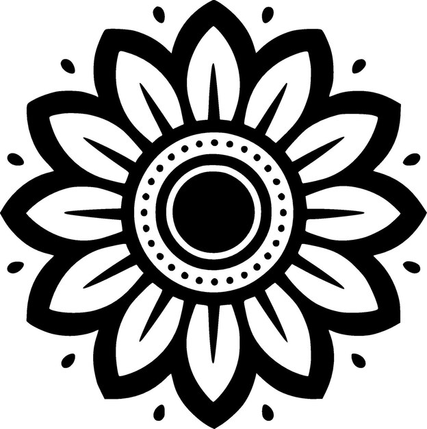 Ilustração vetorial de flores em preto e branco