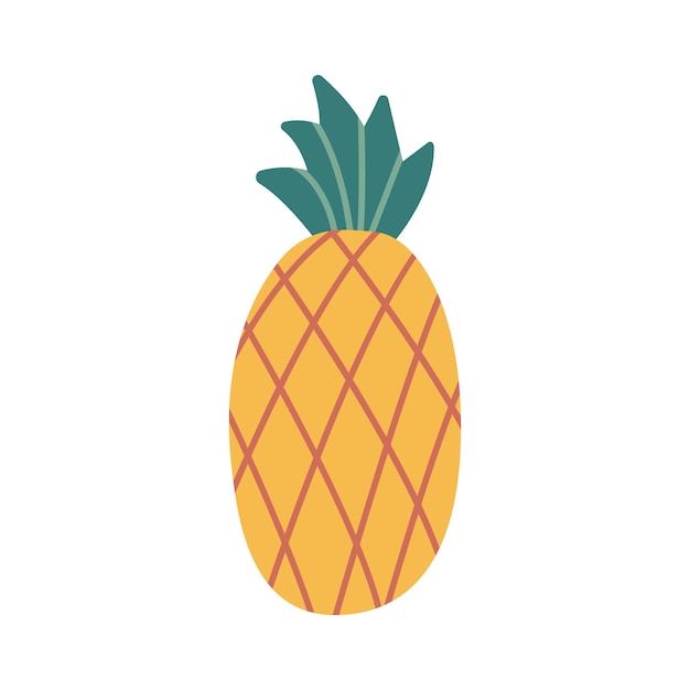 Vetor ilustração vetorial de frutas orgânicas frescas de abacaxi amarelo em um fundo branco