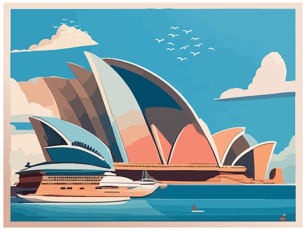 Ilustração vetorial de fundo da sydney city opera house design de imagem