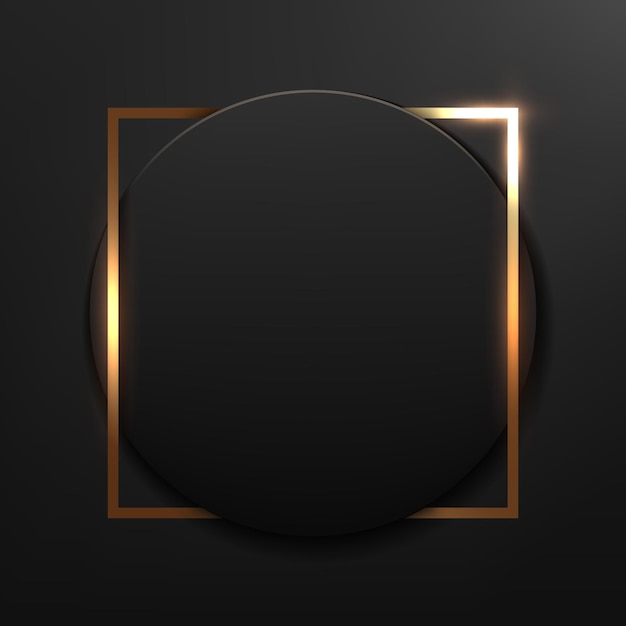 Ilustração vetorial de fundo de círculo preto e dourado de luxo