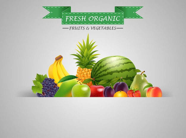 Ilustração vetorial de fundo de frutas frescas