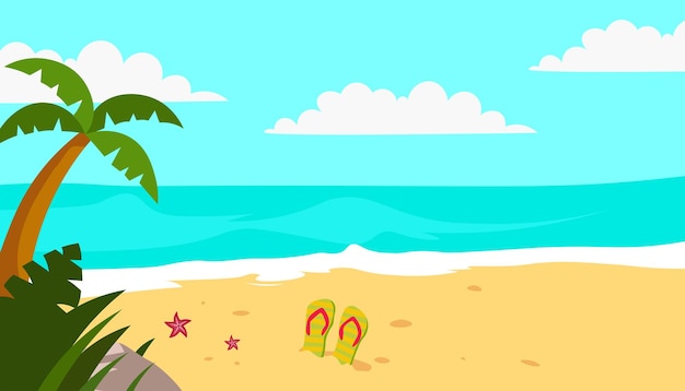 Ilustração vetorial de fundo de praia de verão