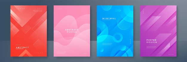Ilustração vetorial de fundo geométrico colorido Conjunto de capas abstratas modernas com design mínimo de capas