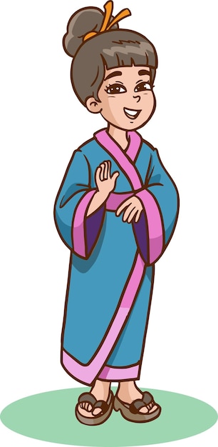 ilustração vetorial de garota japonesa em trajes tradicionais
