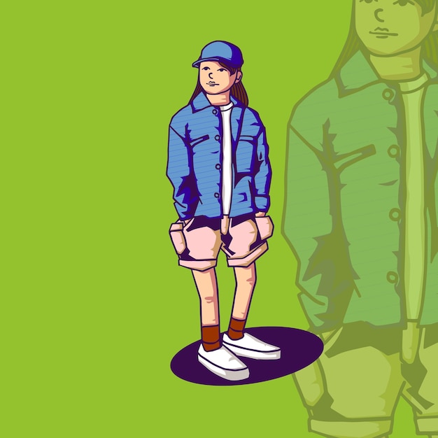 ilustração vetorial de garota para logotipo e camiseta 00