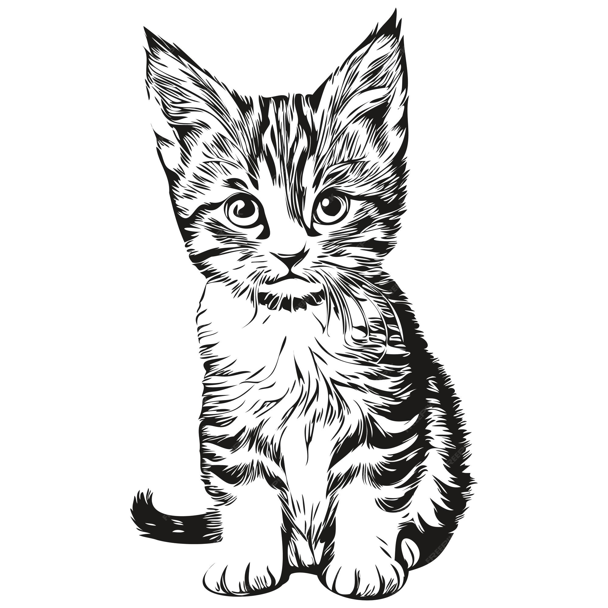 Gato Gatinho Desenhando Preto E - Gráfico vetorial grátis no Pixabay