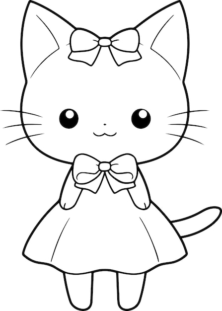 Livro de colorir ou página para crianças. gato preto e branco