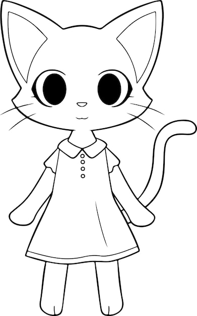 gato kawaii adequado para ilustração vetorial de página para colorir  infantil 12716836 Vetor no Vecteezy