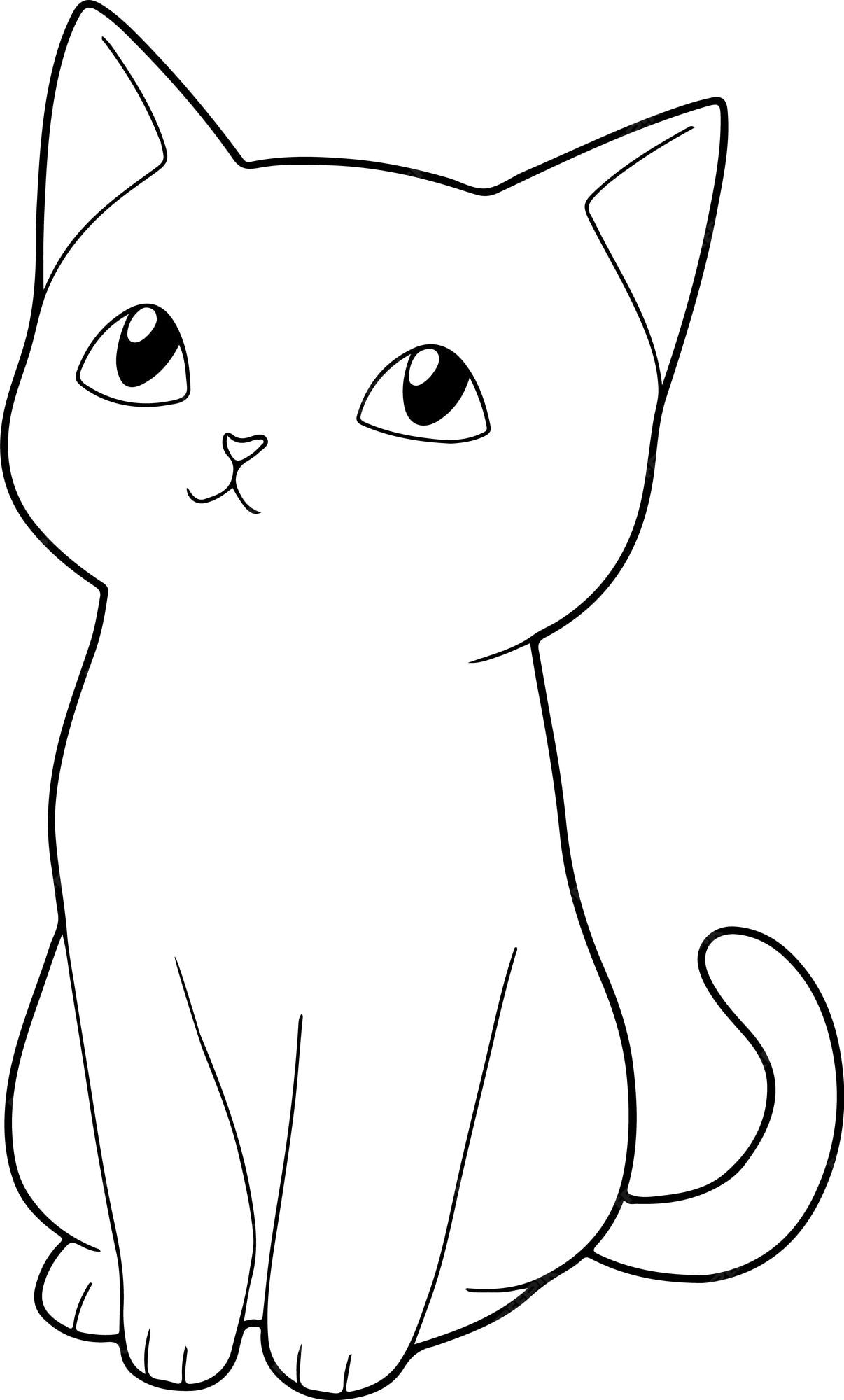 caras de gato simples. página do livro de colorir para crianças. personagem  de estilo de desenho animado. ilustração vetorial isolada no fundo branco.  7509320 Vetor no Vecteezy