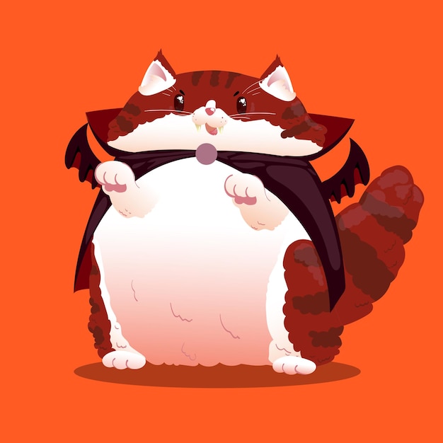 ilustração vetorial de gato vampiro fofo