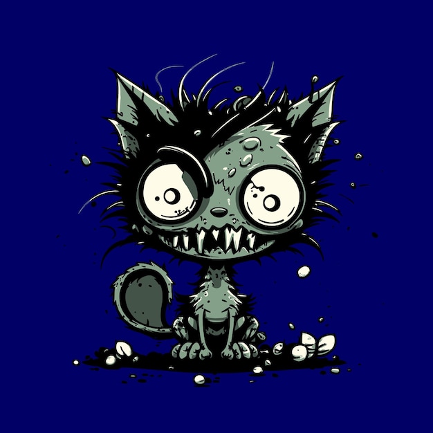 Ilustração vetorial de gato zumbi