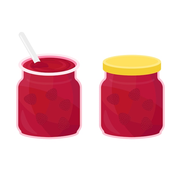 Ilustração vetorial de geleia de morango em fundo branco Deliciosa geleia demorango caseira fresca