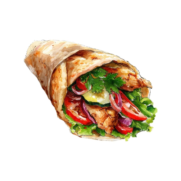 Ilustração vetorial de giroscópio de frango em estilo aquarela