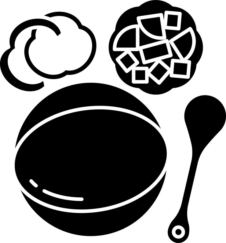 Vetor ilustração vetorial de glifos sólidos de sopas vegetais