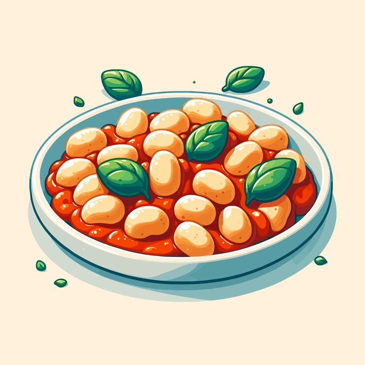 Vetor ilustração vetorial de gnocchi vegano simples