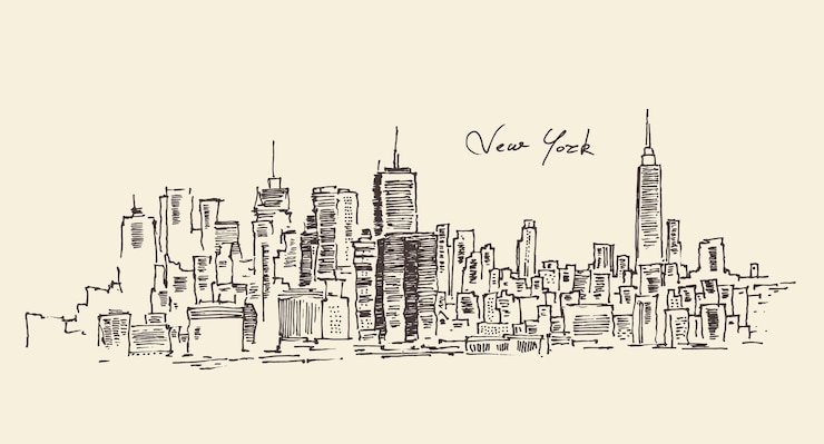 Vetor ilustração vetorial de gravura da cidade de nova york