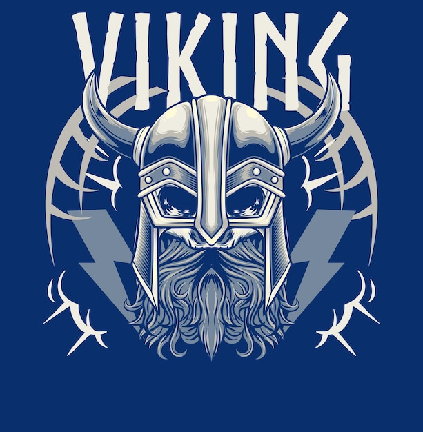 Vetor ilustração vetorial de guerreiro viking com desenho de estilo vintage