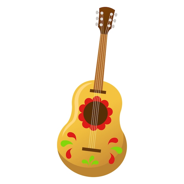 Ilustração vetorial de guitarra de uma guitarra isolada em um fundo branco em estilo cartoon