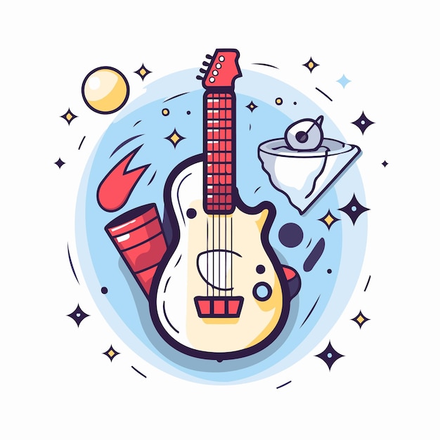 Vetor ilustração vetorial de guitarra elétrica em fundo branco estilo plano