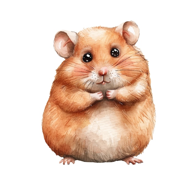 Vetor ilustração vetorial de hamster bonita em estilo aquarela