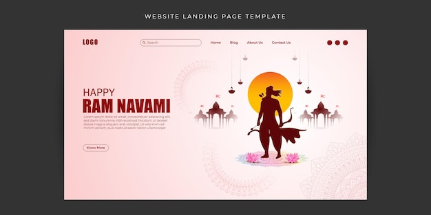 Vetor ilustração vetorial de happy rama navami website landing page banner template