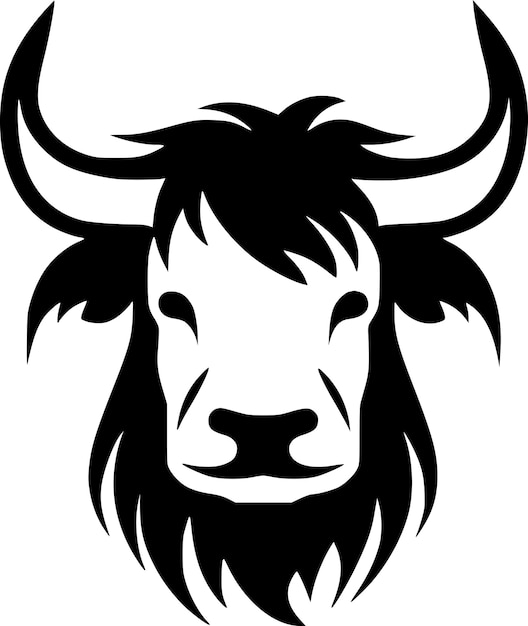 Vetor ilustração vetorial de highland cow minimalist e flat logo