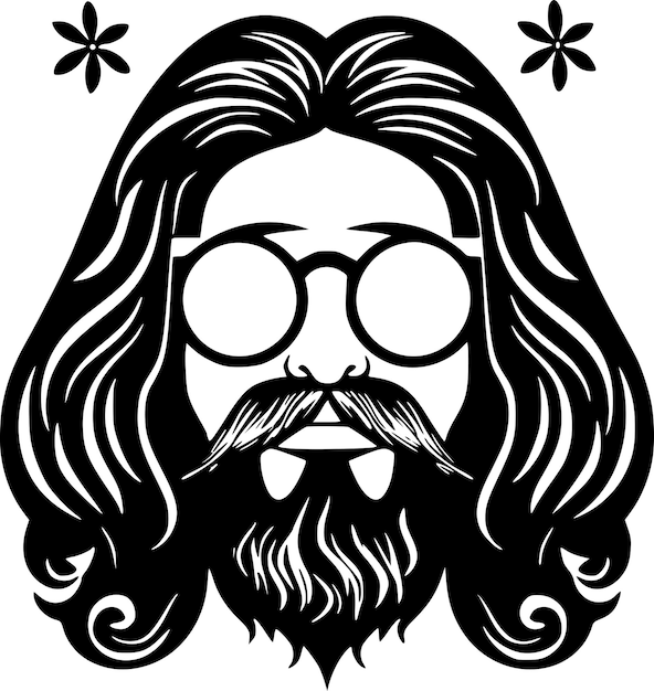 Vetor ilustração vetorial de hippie minimalista e silueta simples