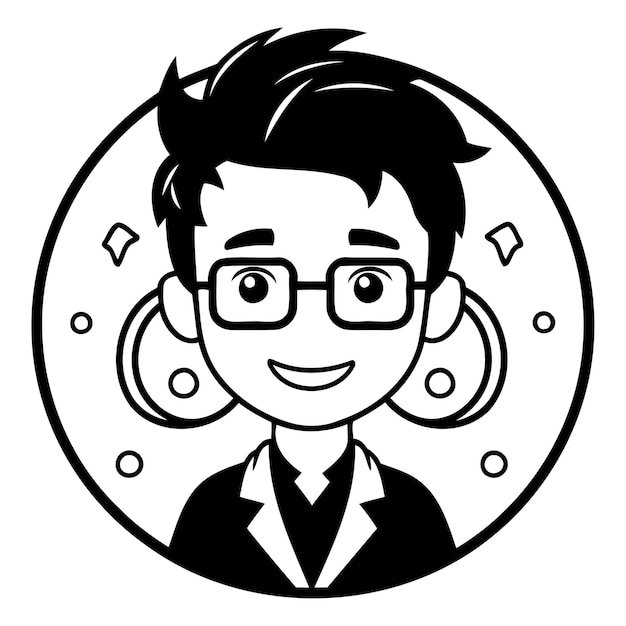 Ilustração vetorial de homem de negócios em círculo homem de negócios em óculos personagem de desenho animado