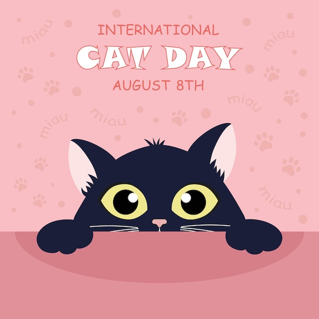 Ilustração vetorial de ícone de cartaz de gato Gato em fundo isolado Conceito de sinal do Dia Internacional do Gato