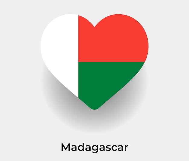 Ilustração vetorial de ícone de forma de coração de bandeira de madagascar