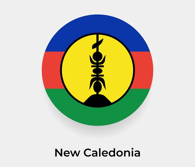 Ilustração vetorial de ícone de forma redonda de círculo de bolha de bandeira da nova caledônia