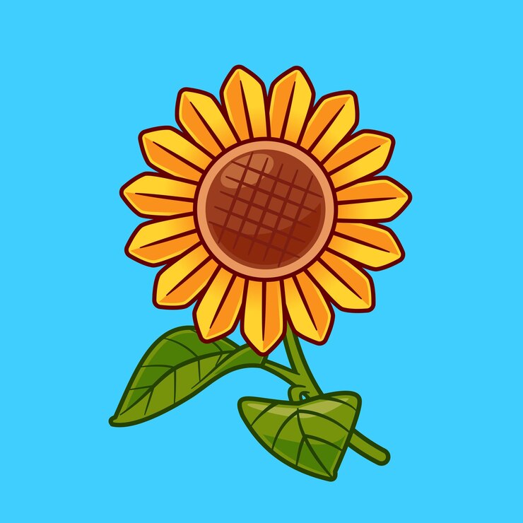Vetor ilustração vetorial de ícone de girassol de desenho animado