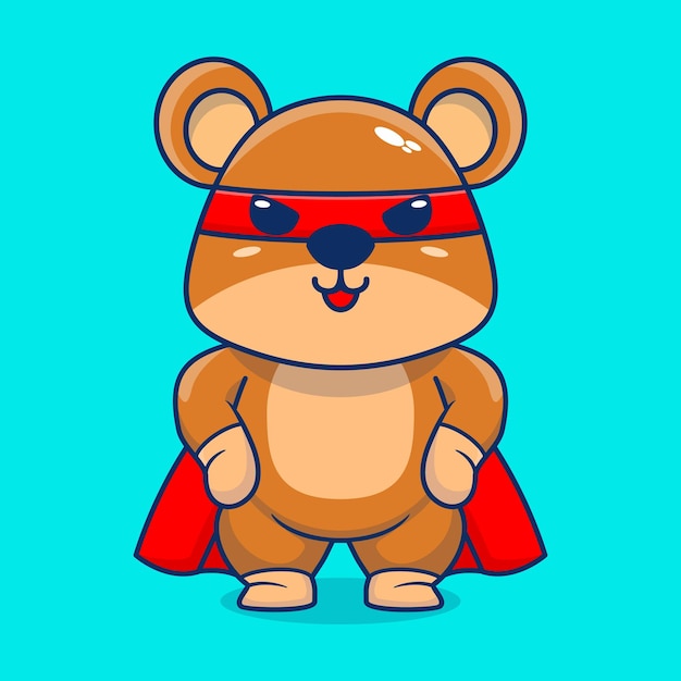 Ilustração vetorial de ícone vetorial de ursinho de pelúcia fofo super-herói