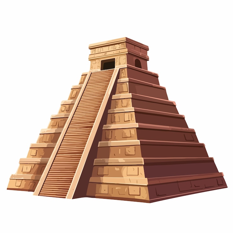 Vetor ilustração vetorial de ícones da cultura da pirâmide maia mexicana