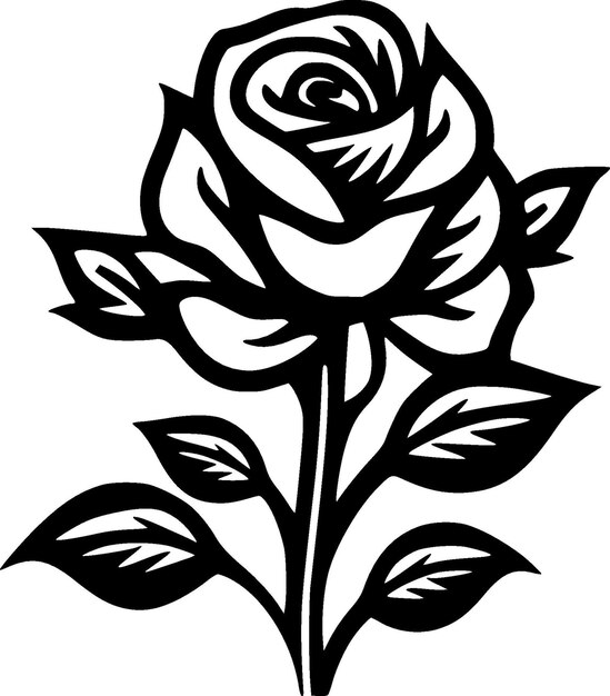 Ilustração vetorial de ícones isolados de rosas pretas e brancas