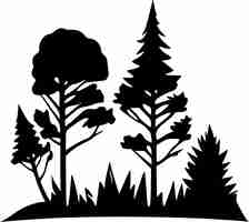 Vetor ilustração vetorial de ícones isolados em preto e branco da floresta