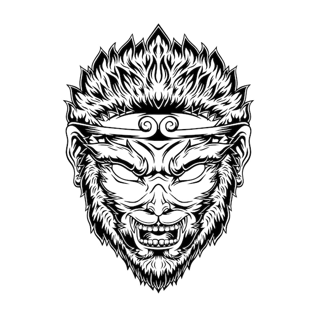 Vetor ilustração vetorial de ilustração de cabeça de rei macaco
